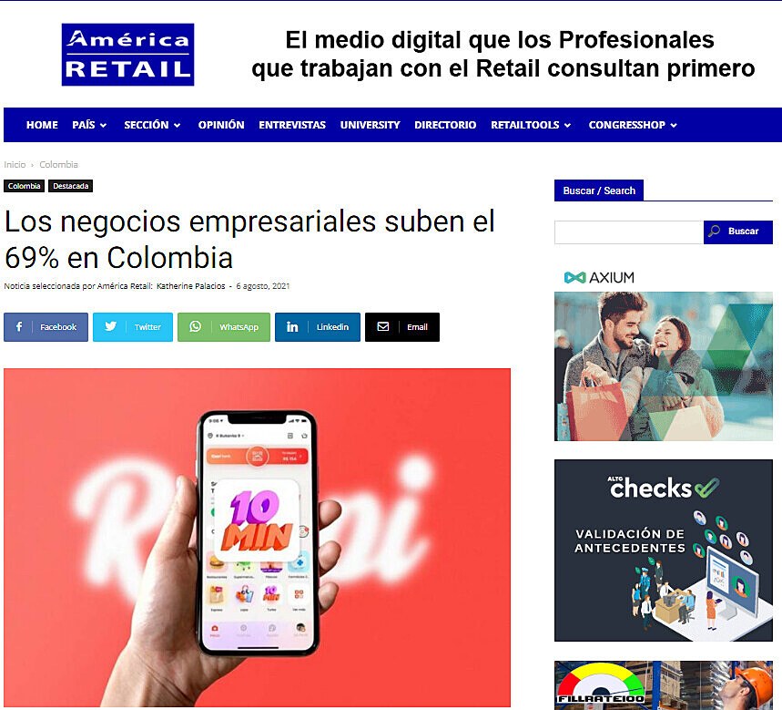 Los negocios empresariales suben el 69% en Colombia